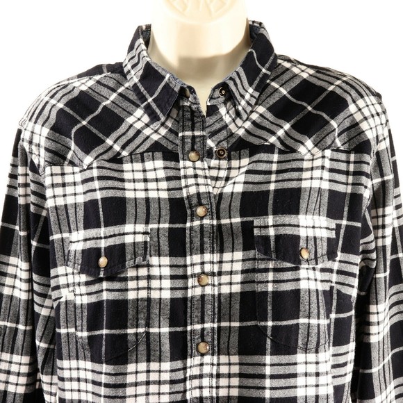 Jack's Girlfriend Womens Western Flannel Plaid Shirt M Roll Cuff Snap Front EUC - Picture 2 of 12